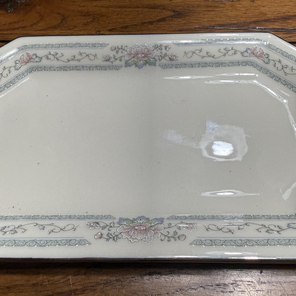 Vintage Lenox Charleston Butter Dish Ivory China Floral Tray Made in USA